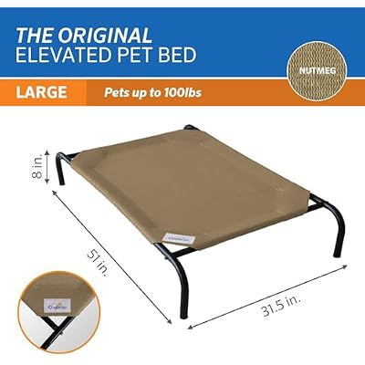 Coolaroo Original Elevated Dog Bed - Breathable Off-The-Ground Pet Bed with Cooling Fabric, Joint Relief & Moisture-Resistant Fabric, 100% Recyclable, Easy Clean, Nutmeg, Large