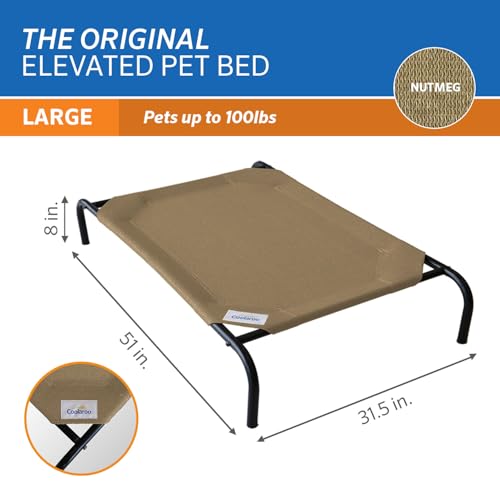 Coolaroo Original Elevated Dog Bed - Breathable Off-The-Ground Pet Bed with Cooling Fabric, Joint Relief & Moisture-Resistant Fabric, 100% Recyclable, Easy Clean, Nutmeg, Large - Thumbnail 4