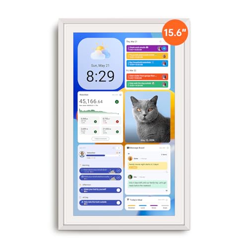 Apolosign 15.6-inch Digital Calendar : Dual Mode Smart Wall Planner, No Subscription, Install Apps, Sync Calendars, Electronic Touchscreen Interactive Display for Family Schedules, Chore Chart (White)