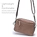 Alldaily Small Triple Zip Crossbody Purse for Women, Vegan Leather Phone Bag with Wide Shoulder Strap (Beige)