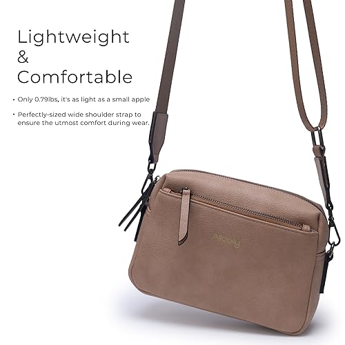 Image of Alldaily Small Triple Zip Crossbody Purse for Women, Vegan Leather Phone Bag with Wide Shoulder Strap