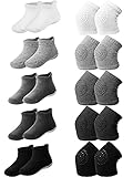 Syhood 10 Pairs Baby Crawling Anti-Slip Knee Pads and Anti-Slip Baby Socks Set Unisex Toddler Knee Protectors Non Slip Ankle Socks (Dark Colors)