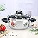 Edelstahl Kochtopf mit Glas Deckel und Messskala - 16 cm - Braten Topf mit Dunstloch für alle Herdarten