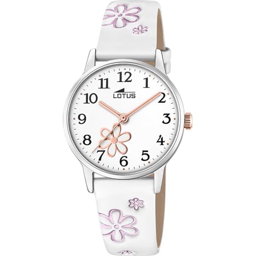 LOTUS Reloj Niña Analógico de Cuero Blanco - Movimiento de Cuarzo - Cristal Mineral de Alta Resistencia - Resistente al Agua 5 ATM - Clásico 18863/1 - con Pulsera de Regalo - Junior Collection LOTUS Reloj Niña Analógico de Cuero Blanco - Movimiento de Cuarzo - Cristal Mineral de Alta Resistencia - Resistente al Agua 5 ATM - Clásico 18863/1 - con Pulsera de Regalo - Junior Collection
