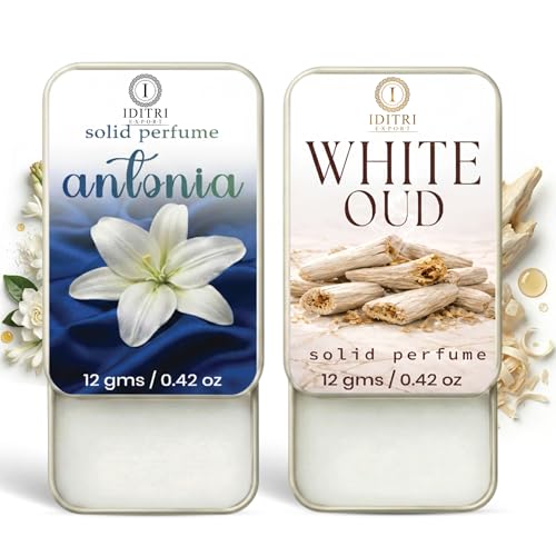 Image of Solid Perfume |Antonia&White Oud Alcohol Free Wax Perfume Balm, Long Lasting | Pocket Tin 12g, Pack Of 2| Non Greasy Smooth Glide, Travel Friendly Men And Women