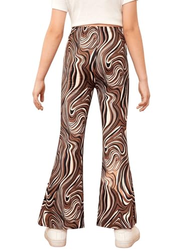 Image of WDIRARA Girl's Flare Pants High Waisted Elastic Waist Bell Bottom Casual Pants