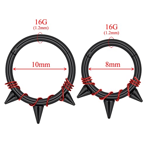 Stuppendux 2PC Steel Colored Coil Septum Clicker Ring Nose Ring Hoop Sleeper Hoop Earring Helix Rook Conch Cartilage Daith Tragus Earrings Nose Piercing Jewelry for Women Men2