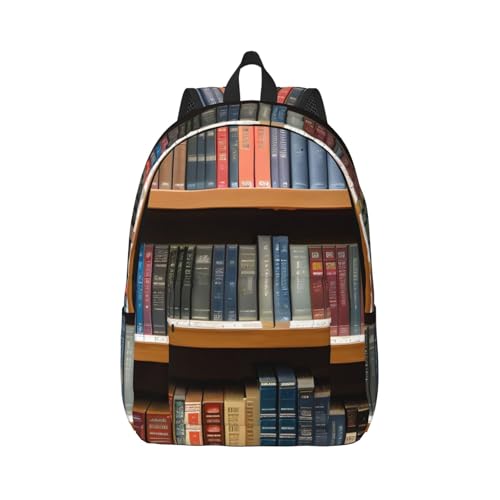 library bookshelf 1 print Backpack for Women, Work Business Backpacks Laptop Bag College Bookbag for Travel
