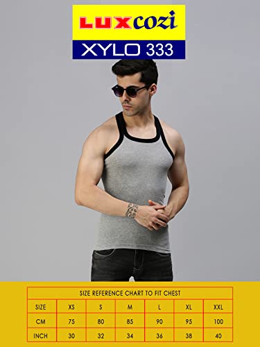 Image of Lux Cozi Men Pack of 3 Pure Cotton Assorted Gym Vest (Size :