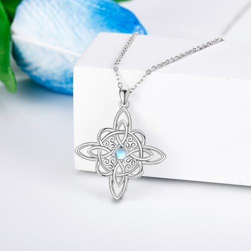 URONE Witches Knot Necklace Sterling Silver Witches Knot Celtic Knot Pendant Necklace Witchy Jewelry Gifts for Women2