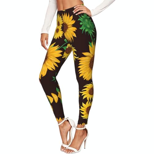 Leggings con girasoles para mujer pantalones de deporte suaves
