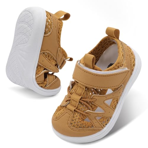 BARERUN Toddler Sandals Boys Girls Water Shoes Adjustable Kids Aqua Socks Barefoot Summer Shoes Quick Dry Breathable Lightweight for Swim Beach Pool Waterpark Brown 5 Toddler