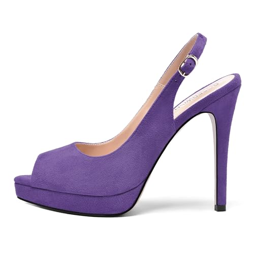 ROSERWISH Womens Slingback Platform Buckle Sexy Evening Peep Toe Suede Fashion Stiletto High Heel Pumps Shoes 4.7 Inch2
