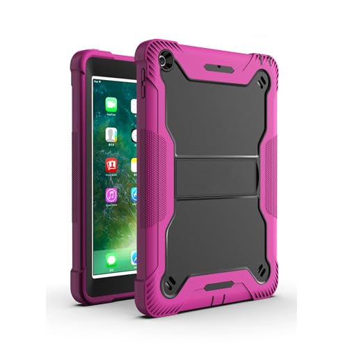 Étui iPad 9.7 2018/2017 coque antichoc noire et rose avec support intégré