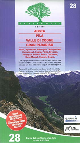 Carta n. 28. Aosta, Pila, Valle di Cogne, Gran Paradiso 1:25.000 (wandelkaart)