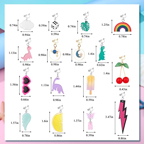 Jerywe 15 Pairs Clip On Earrings For Women Girls Cute Weird Earrings Funny Earrings Aesthetic Bear Butterfly Cherry Mushroom Dangle Earrings Non Piercing Clip On Earrings Rubber Pads Non Pierced Fake Earrings Jewelry #TOP3
