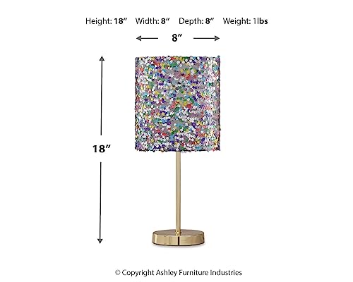 Signature Design By Ashley Maddy Glam 18.25" Youth Multicolored Sequined Drum Shade Single Table Lamp, Multicolor #TOP4