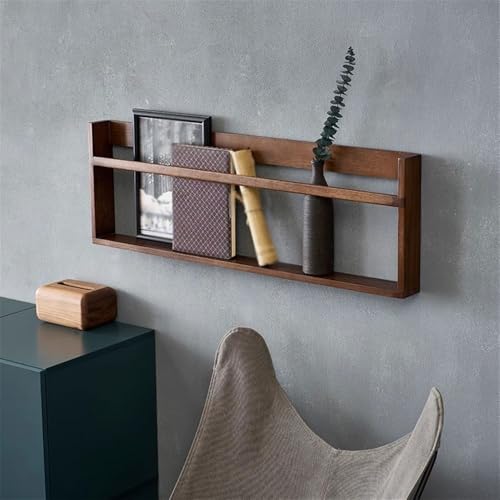 Estantería rectangular de madera L60cm para pared con sujetalibros integrado 3