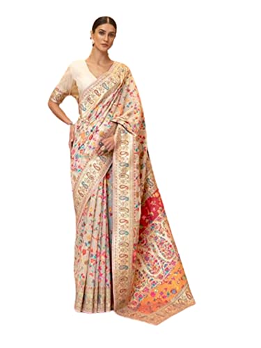 Sari kashmiri en soie authentique de 6,3m avec chemisier indien de mariage traditionnel 3856