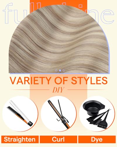 Image of Full Shine Injection Seamless Hair Extensions Clip in, Ash Blonde Balayage