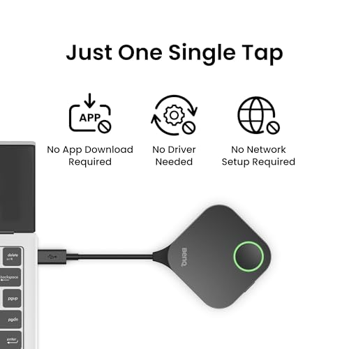 benq instashow wdc15 4k uhd wireless presentation system with usb-c amp hdmi button no app required usb touchscreen control128-bit encryption and cvss 40 certification for secure presentations