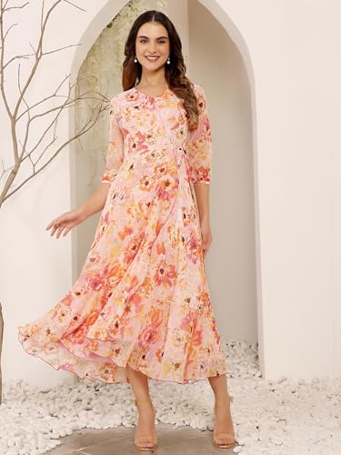 Image of Miss Chase Women's Round Neck Cap Sleeves Lace Knee -Long Skater Dress