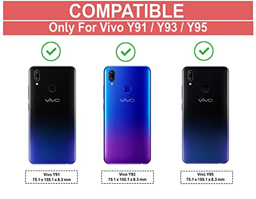 Image of KIVANO LUXE Compatible for Vivo Y95 / Vivo Y93 / Vivo Y91 Luxury Handmade Leather Magnetic Flip Folio Case | Card Holder & Kickstand | Slim Protective Cover | Unisex - Blue