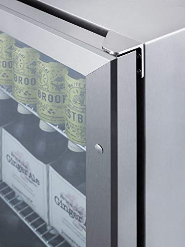 Summit Scr611Glos 24 Commercial Outdoor Beverage Center With 5 Cu. Ft. Capacity Automatic Defrost Glass Door Led Lighting Reversible Door In Stainless Steel #TOP4