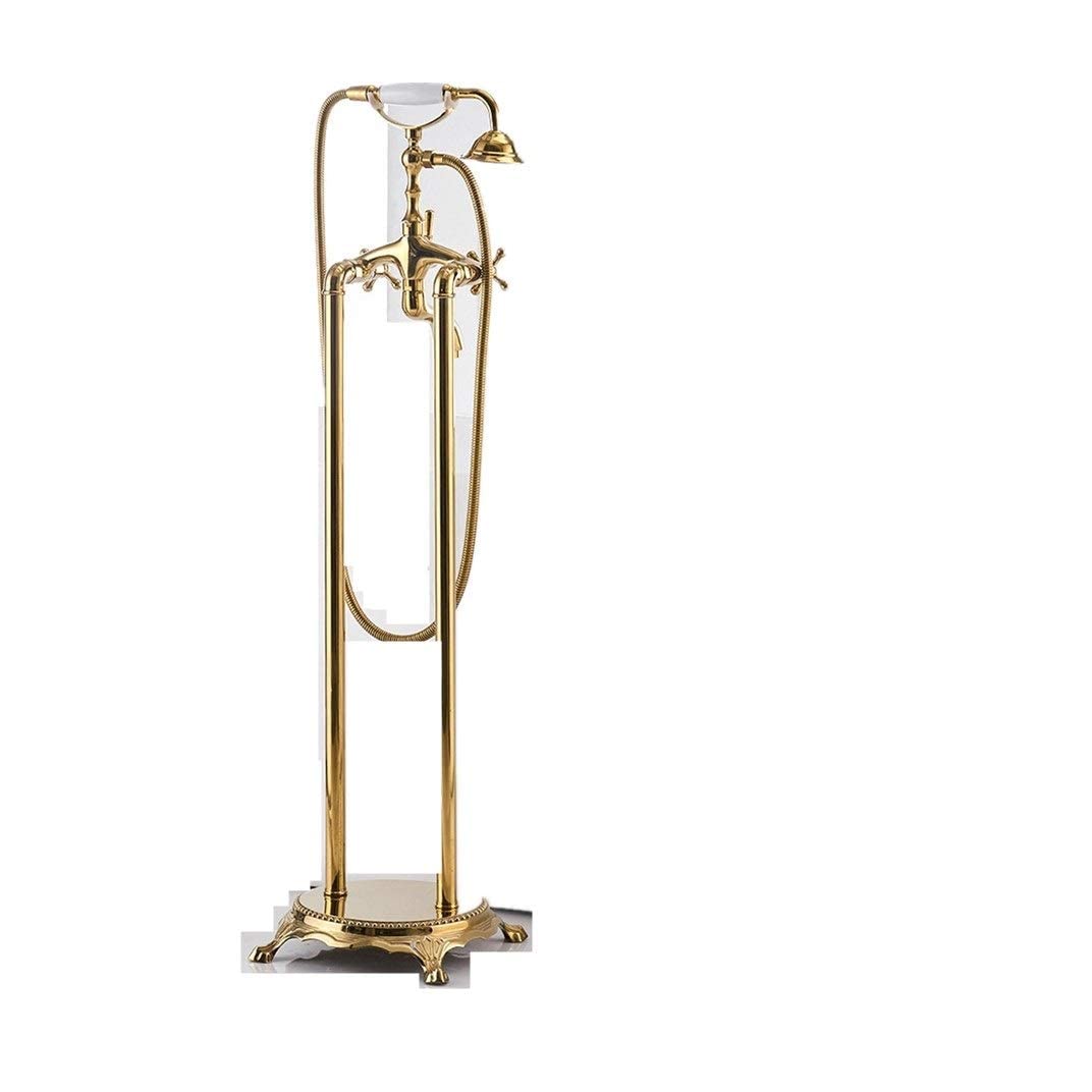 Robinet de baignoire mitigeur de douche sur pied en laiton doré style européen
