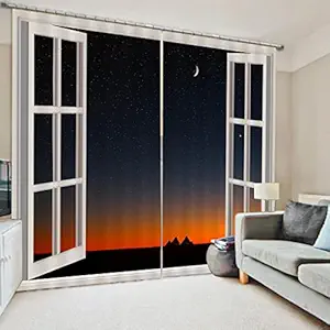 IVELECT 2Pcs Landscape Scenery Window Door Curtains Blinds 3D Printed Decoration 9 