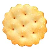 JIANEEXSQ 3D Soft Simulation Soda Crackers Shaped Novelty Throw Pillows, Funny Food Shaped Pillow, Seat Pad Cushion, Home Decor (Round) (P001)