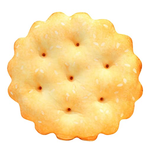 Jianeexsq 3D Soft Simulation Soda Crackers Shaped Novelty Throw Pillows, Funny Food Shaped Pillow, Seat Pad Cushion, Home Decor (Round) (P001) #TOP7