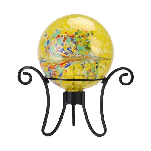Wonder Solar 10 Inch Gazing Ball Glass Reflective Garden Globe Outdoor Gazing Globe Yard Ornament for Garden Yard Home Outdoor Decoration, Summer Yellow - Thumbnail 7