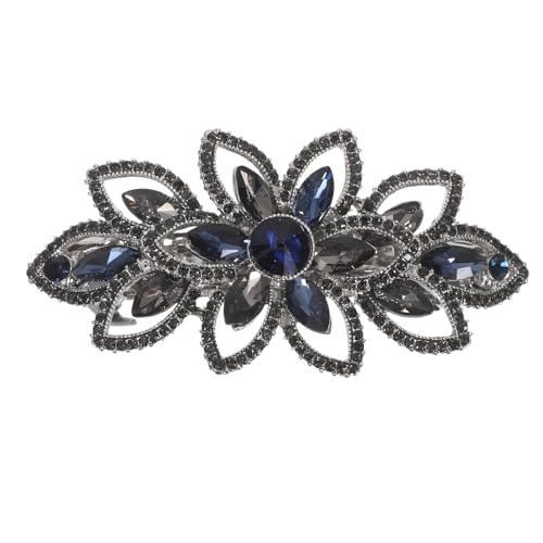 healvian Rhinestone Flower Metal Barrette For Women - Jeweled Floral Hair Clip Fashion Hairstyling Accessory For Parties Hanfu E