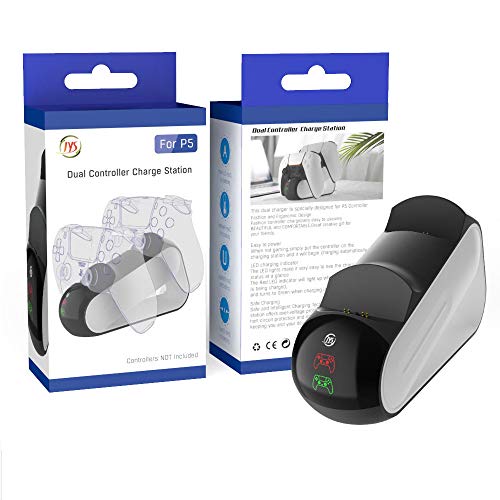 JINQII Estação de Recarga para PS5, Carregador Duplo Rápido com Indicadores LED para o Controlador s