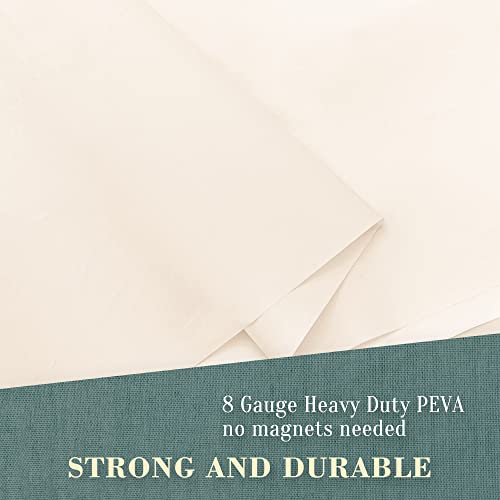 Image of No Hook PEVA Shower Curtain or Liner - 8G Heavy Duty Beige Bathroom Shower Curtain No Hooks Required, Waterproof Plastic & PVC Free, Standard Size 71 x 74, Beige