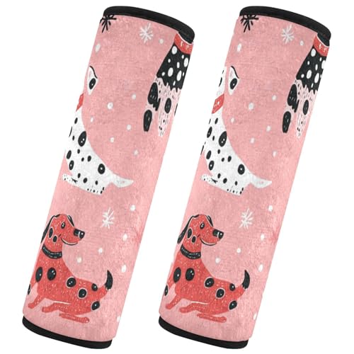Seat Belt Covers 2 Pack Cute Dalmatians Car Seat Strap Covers Super Soft Dachshunds Car Seat Neck Cover for Boys Girls Adults Babies M