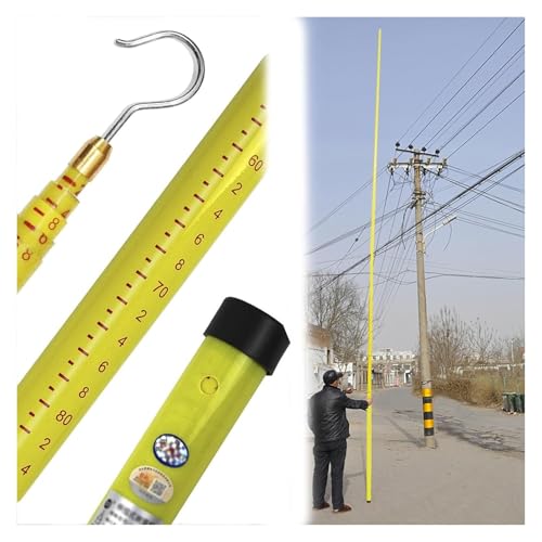 High Voltage Insulated Telescopic Measuring Rod, 6-18m Adjustable Height Stick with Hook, Multicolor (Yellow, 59.1ft) for Safe Electrical Measurements