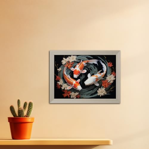 Image of TenorArts Feng Shui Photo Frame Vastu Positivity Aesthetic Wall Painting Lucky Art Frames with White Wooden Texture for Living rooms Office Bedroom - Wall Paintings /Hangings (12inches x 9inches)