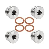 Rrina 4Pcs 304 Stainless Steel M18x1.5 Inner Hex Head O2 Oxygen Sensor Plug
