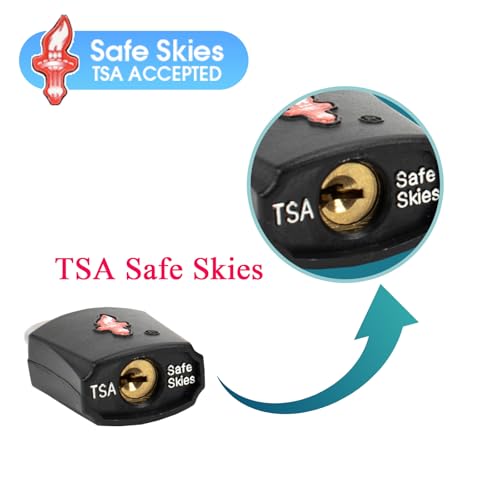 Image of TSA Keyed Alike Luggage Lock 6-Pack Black - Family Travel Set | 6 locks share 1 key. 2 keys per lock. TSA Safe Skies approved. Steel cable. For suitcases, backpacks, gym lockers.