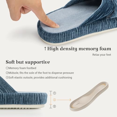 Image of Chantomoo Slippers for Women Memory Foam House Bedroom Corduroy Bow Crossbands Slipper Shoes Comfy Trendy Gift Slippers
