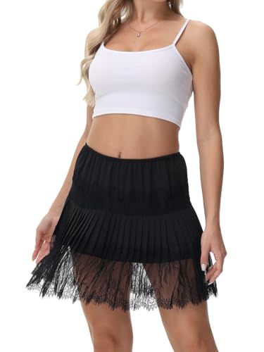 Lace Shirt Extender for Women Plus Size Underskirt Elastic Waist Half Slip Mini Skirts2