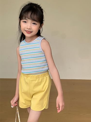 Image of BINIDUCKLING Toddler Tank Top Girls Summer Cute Striped Sleeveless Top 24 Months-8 Years