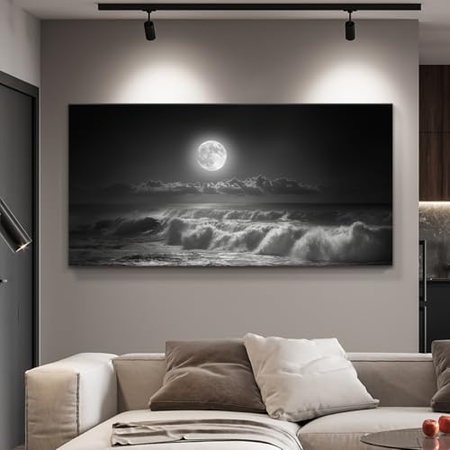 GLWDMB Quadro su tela con cielo stellato e paesaggio lunare, quadri per camera da letto, poster e stampe, pittura murale per soggiorno（Non incorniciato）