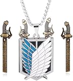 FAN X JEWELRY AOT Wings of Freedom Pendant Necklace - Shingeki No Kyojin Anime Chain - Gifts for Men Women and Fans