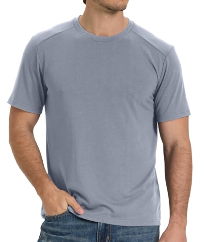 BAMBOO COOL Men's T-Shirts Short Sleeve Undershirts Heavyweight Crew Neck T Shirt for Man Moisture Wicking Casual Tees