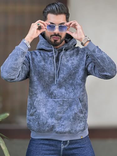 Image of Maniac Mens Spray Printed Hooded Neck Full Sleeve Loopnet Sweatshirt for Men