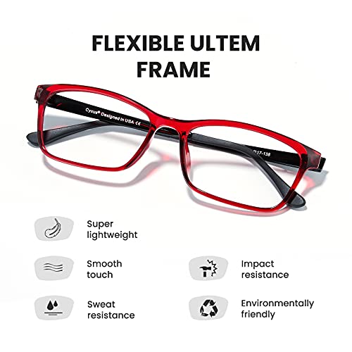 Image of Cyxus Blue Light Glasses Computer Glasses UV Blocking GRP Square Frame Clear Lens Ultra Light Eyewear