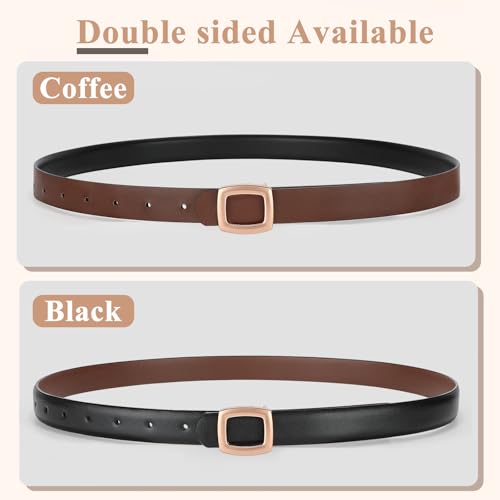 Women Reversible Belt Ladies Waist Belt for Jeans Pants Dresses Coat with Gold Square Buckle4